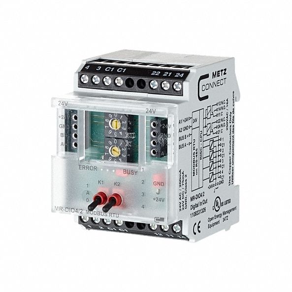 Modbus Module: C-Logline, Modbus RTU, DIN Rail Mounting, (4) Digital In, (2) Relay Out