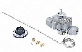 Gas Thermostat: Natural Gas, 300°F to 650°F, 48 in Capillary, 1/2" Pipe, 3/16 in Bulb Dia