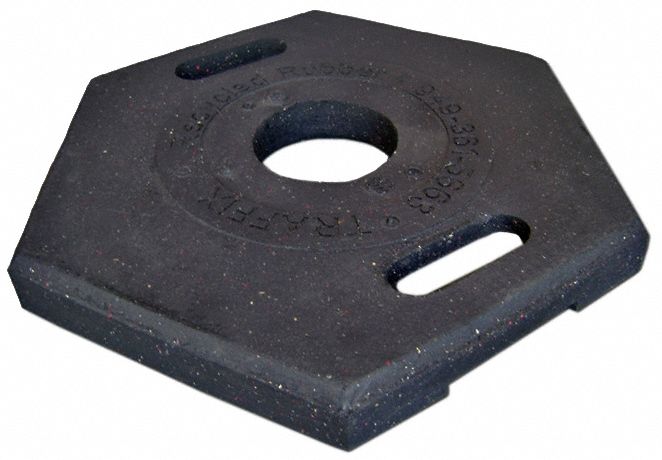 Tube Base: 18 lb Wt, MUTCD, Tube Base, Black, Recycled Rubber, For Delineators, Hexagon, 42000/46000