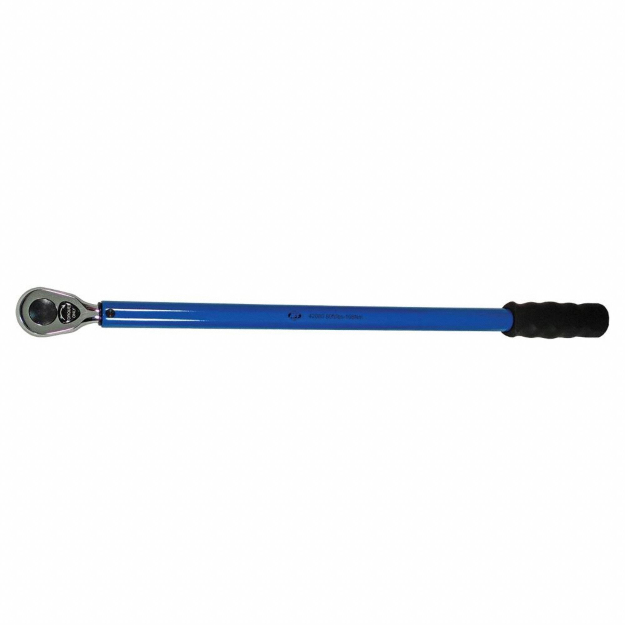 Micrometer Torque Wrench: 1/2 in Drive Size, 80 ft-lb, 22 3/4 in Overall Lg