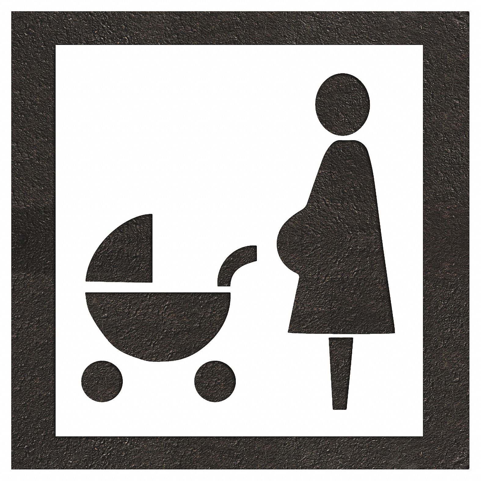 Individual Stencil: Parking Lot Symbols, 53 in Overall Wd, 56 in Overall Ht, 0.125 in Thick