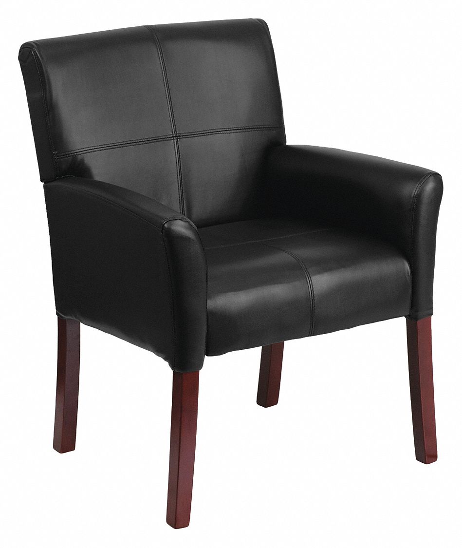 Armchair: Black, Mahogany, 4 Casters/Glides, 26 1/2 in Overall Wd, 18 1/4 in Seat Wd