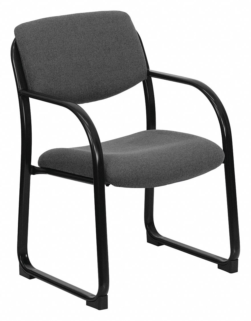 Frame Chair: Gray, Black, 0 Casters/Glides, 23 in Overall Wd, 34 in Overall Ht