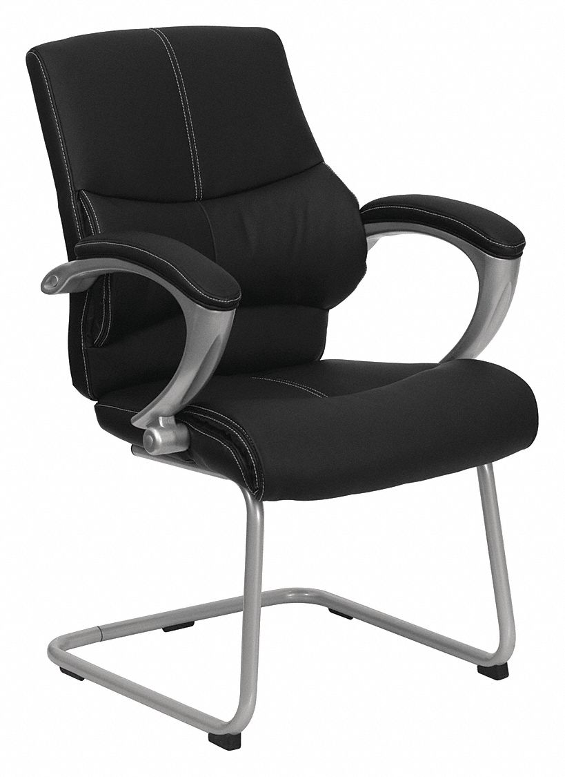 Frame Chair: Black, Gray, 0 Casters/Glides, 25 1/2 in Overall Wd, 21 in Seat Wd