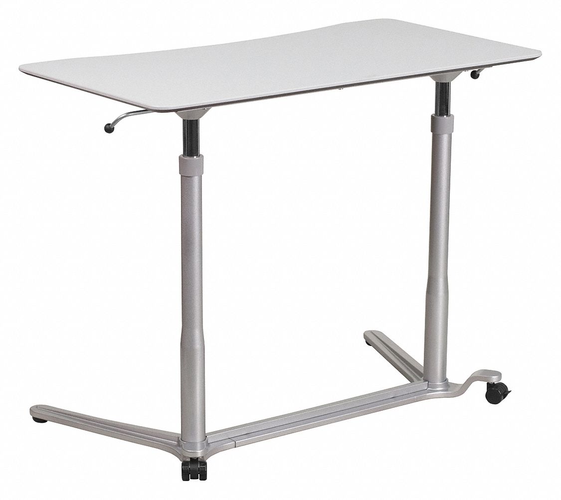 Standing Desk: Gray, Laminate, 37 3/8 in Overall Wd, 20 1/2 in Overall Dp, Metal