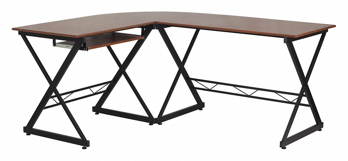 Office Desk: Laminate, Wood Grain, 0 Pedestals, 0 Drawers, 87 in Overall Wd