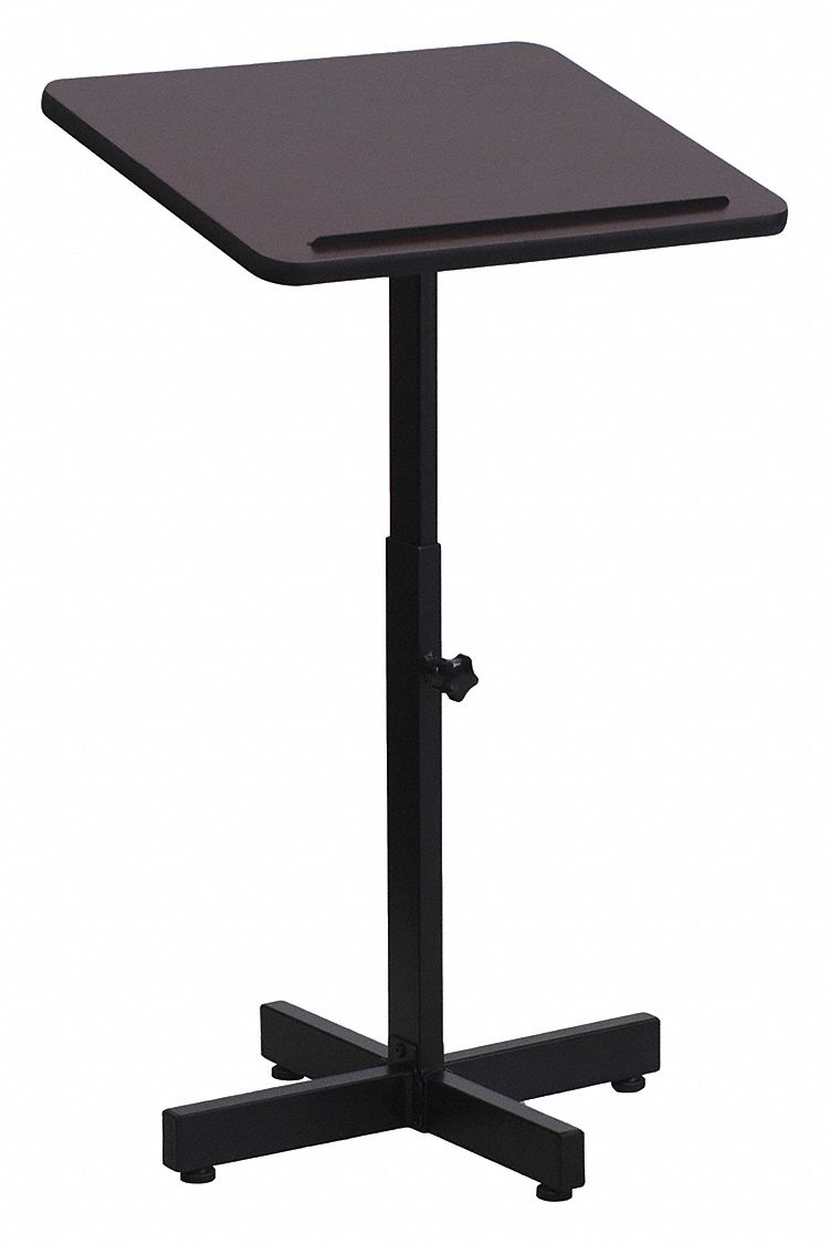 Lectern Stand: Mahogany, Steel, 48 in Overall Ht, 20 in Overall Wd, Stationary