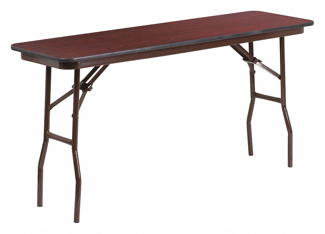 Folding Table: Rectangle Table Shape, Mahogany Tabletop, 18 in Dp, 60 in Wd, 30 in