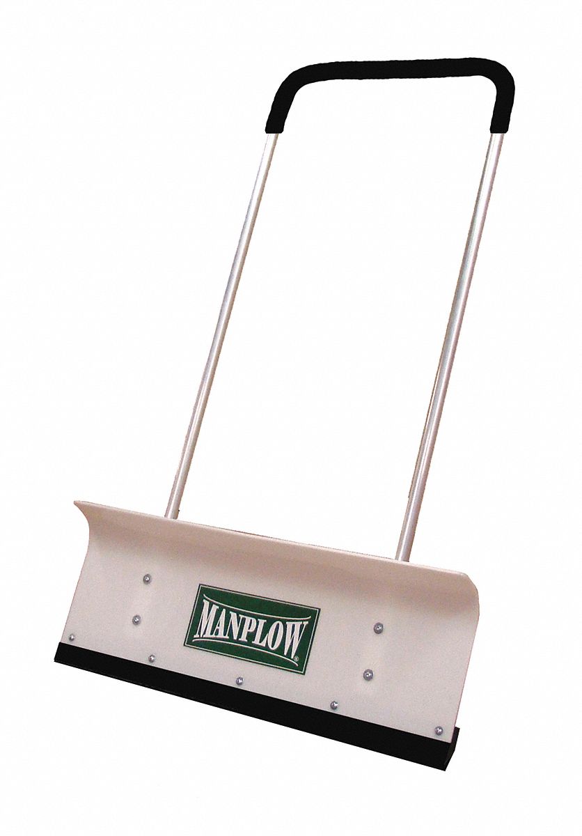 SNOW PUSHER, PLASTIC, 13 IN BLADE L, 32 IN BLADE W, 0.19 IN GAUGE, 48 IN HANDLE L
