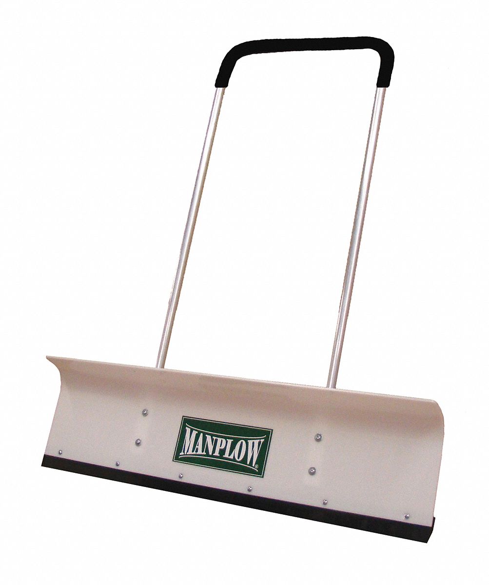 SNOW PUSHER, PLASTIC, 13 IN BLADE L, 42 IN BLADE W, 0.19 IN GAUGE, 48 IN HANDLE L