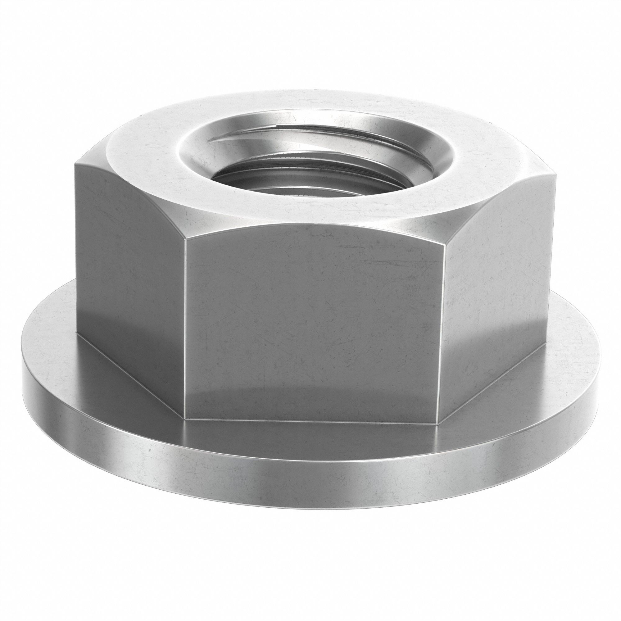 Flange Nut: M6x1.00 Thread, Stainless Steel, 316 H5, Plain, 10 mm Hex Wd, 4 13/16 mm Hex Ht