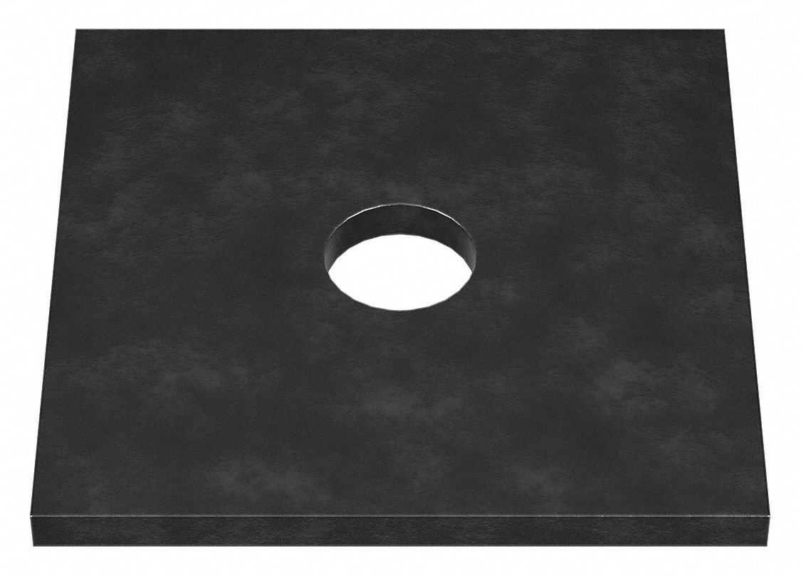Square Washer: Case Hardened, Black Oxide, Steel, 3/8 in Screw Sz, 0.438 in In Dia, 2 in Washer Lg