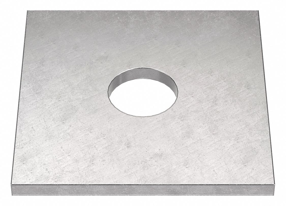 Square Washer: 18-8, Stainless Steel, 1/2 in Screw Sz, 0.563 in In Dia, 0.125 in Max Thick, 18-8