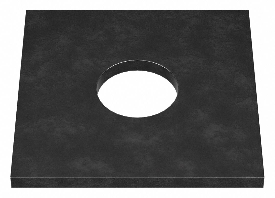 Square Washer: Case Hardened, Black Oxide, Steel, 5/8 in Screw Sz, 0.688 in In Dia, 2 in Washer Lg
