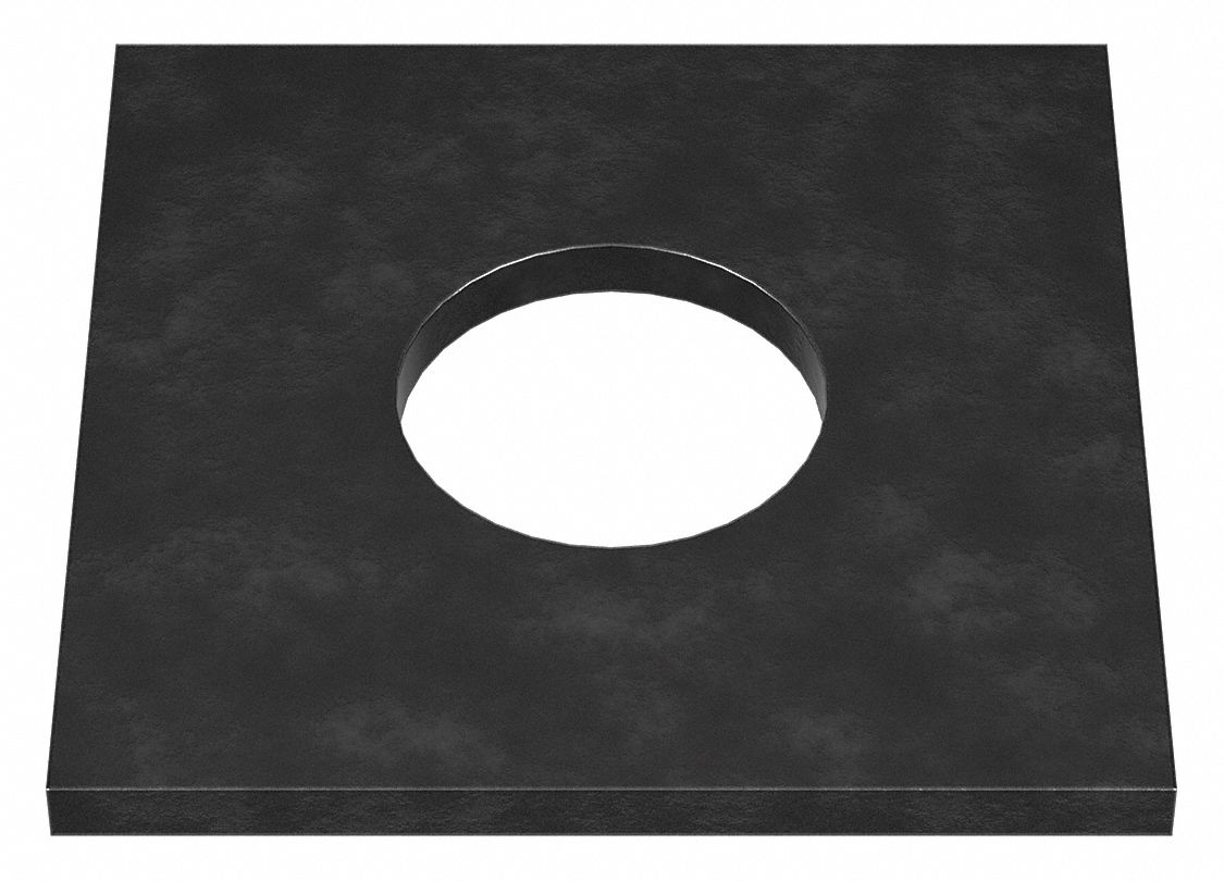 Square Washer: Case Hardened, Black Oxide, Steel, 3/4 in Screw Sz, 0.813 in In Dia, 2 in Washer Lg
