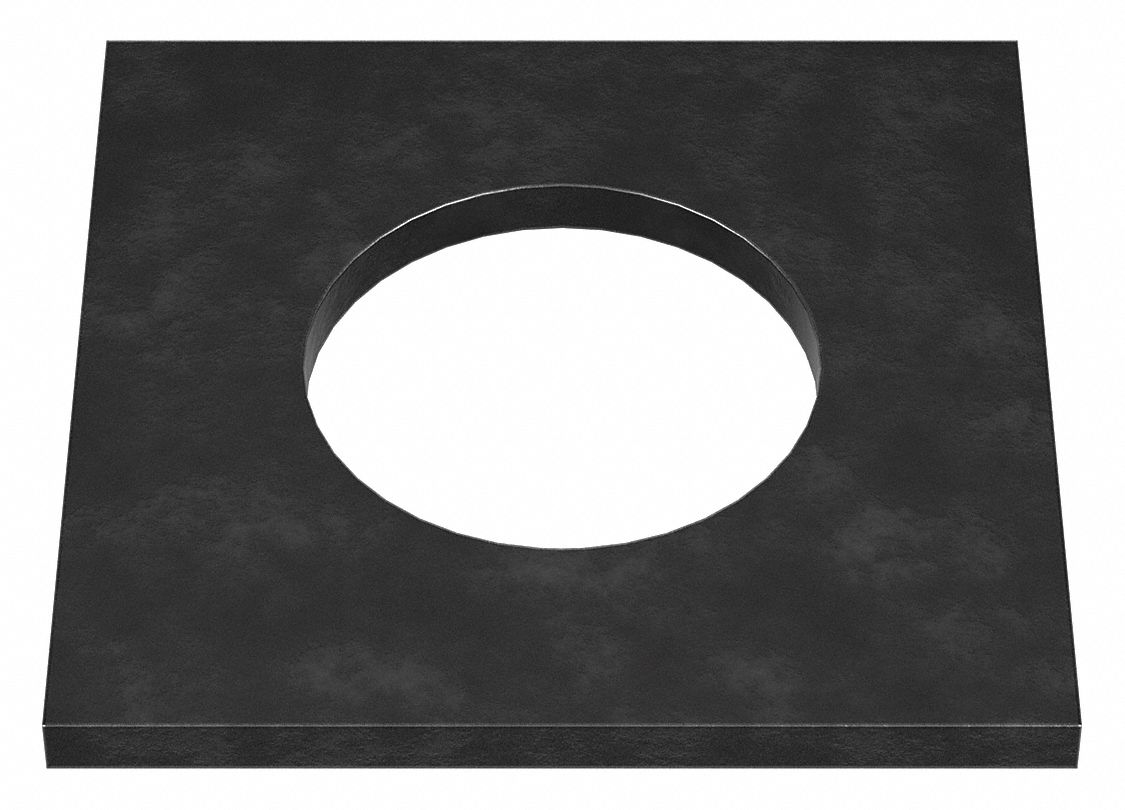 Square Washer: Case Hardened, Black Oxide, Steel, 1 in Screw Sz, 1.063 in In Dia, 0.128 in Max Thick