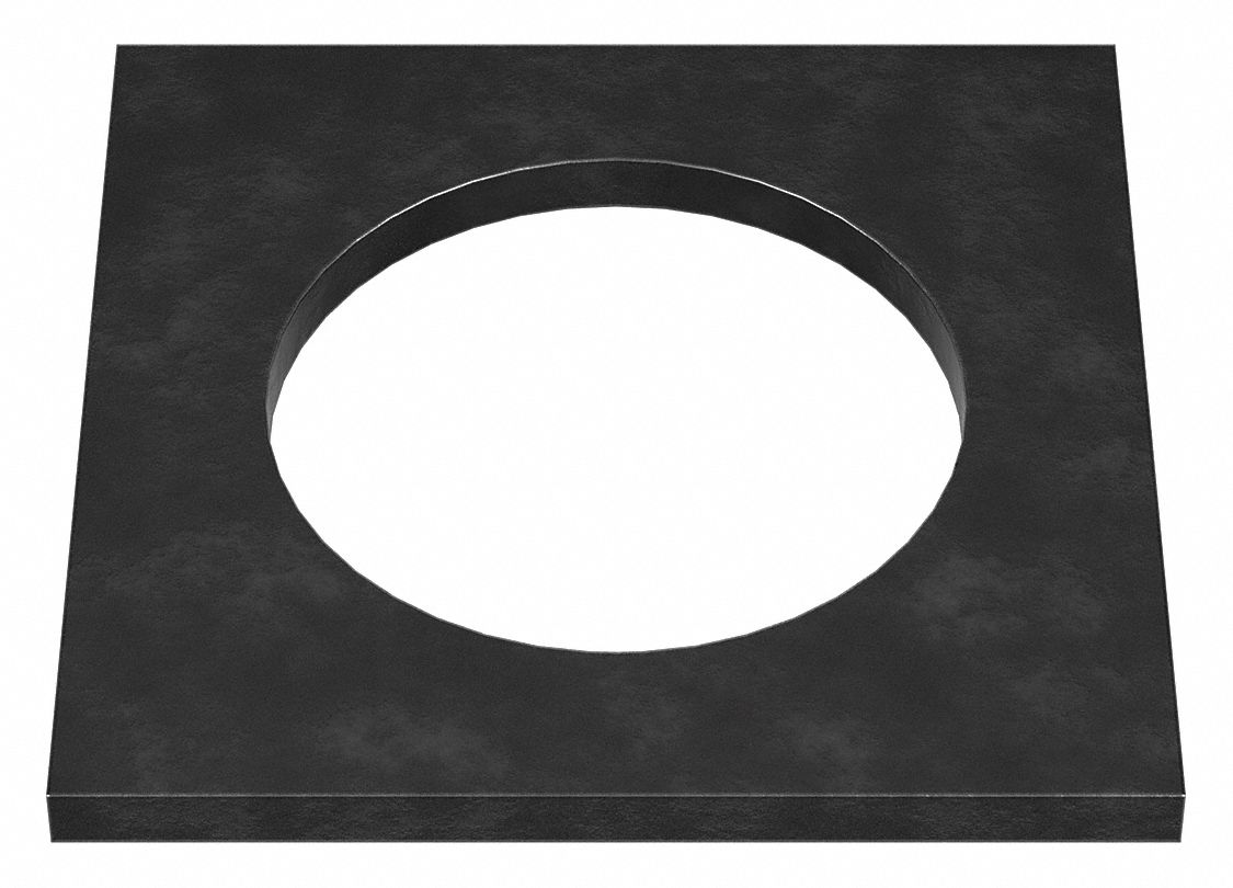 Square Washer: Case Hardened, Black Oxide, Steel, 1 1/4 in Screw Sz, 1.313 in In Dia, 2 in Washer Lg