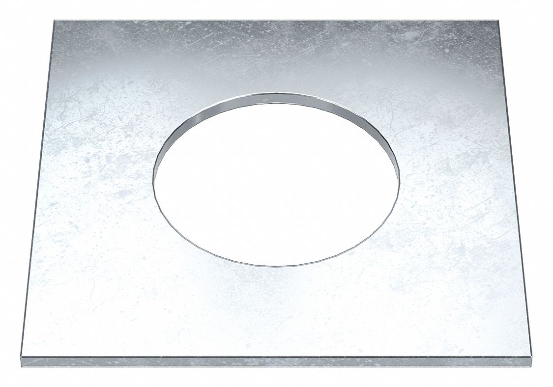 Square Washer: Case Hardened, Zinc Plated, Steel, 2 in Screw Sz, 2.063 in In Dia, 0.128 in Max Thick
