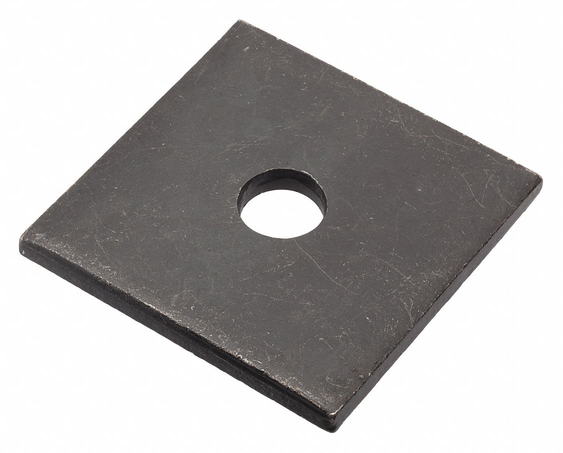 GRAINGER APPROVED Square Washer For Screw Size 3/8 in, Steel, Black Oxide, 0.438 in In Dia, 2