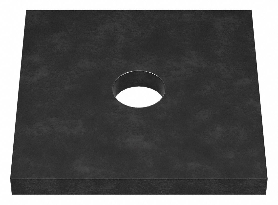 Square Washer: Case Hardened, Black Oxide, Steel, 3/8 in Screw Sz, 0.438 in In Dia, 0.2 in Max Thick