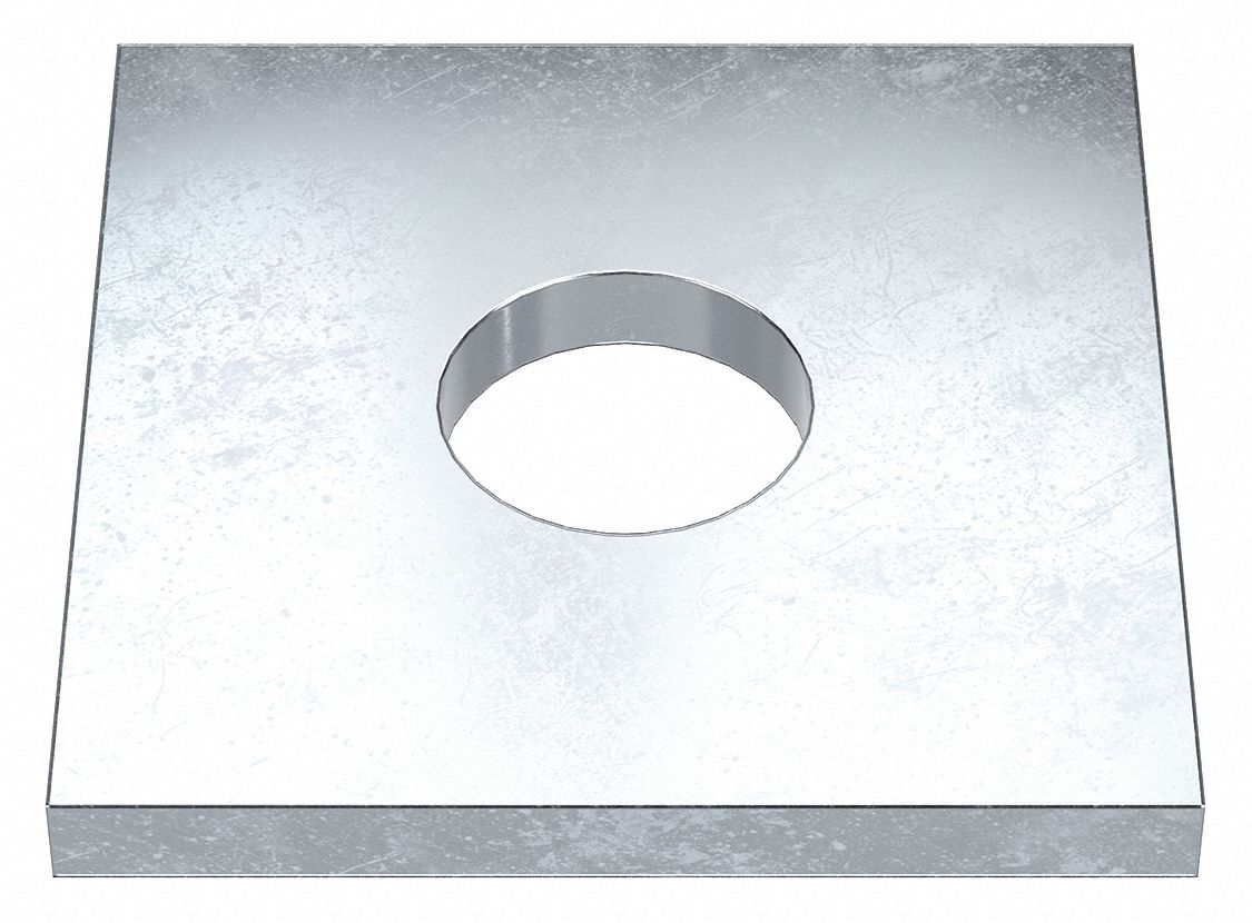 Square Washer: Case Hardened, Zinc Plated, Steel, 5/8 in Screw Sz, 0.688 in In Dia, 0.2 in Max Thick