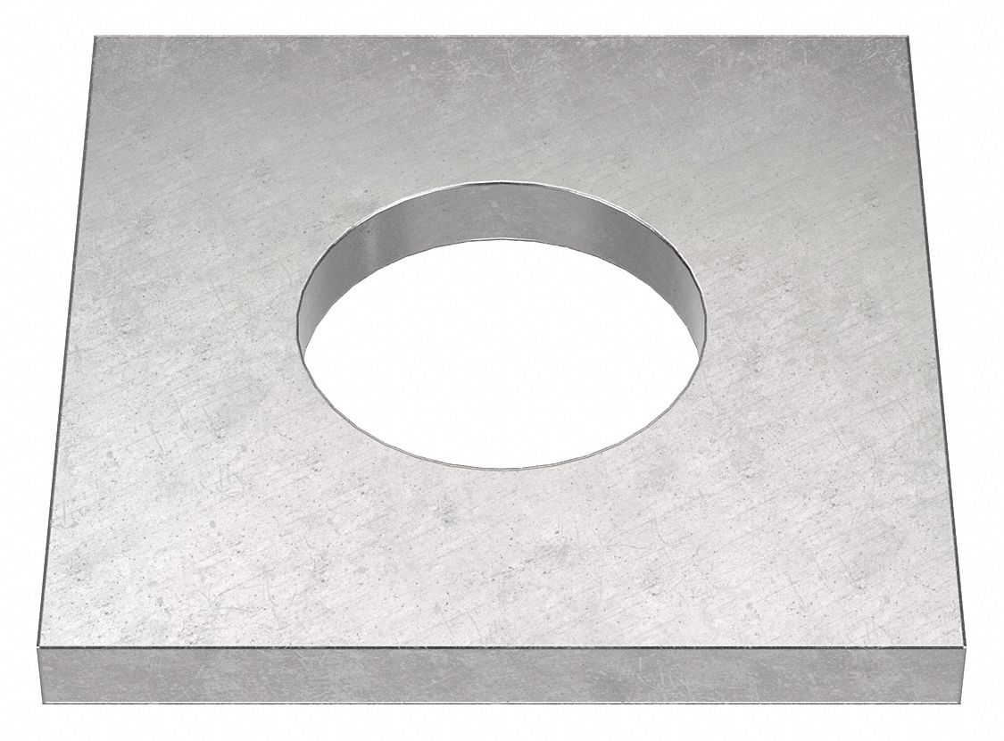 Square Washer: 18-8, Stainless Steel, 7/8 in Screw Sz, 0.938 in In Dia, 0.2 in Max Thick, 18-8