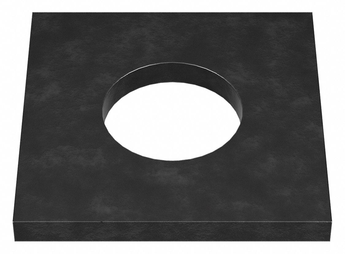 Square Washer: Case Hardened, Black Oxide, Steel, 7/8 in Screw Sz, 0.938 in In Dia, 0.2 in Max Thick