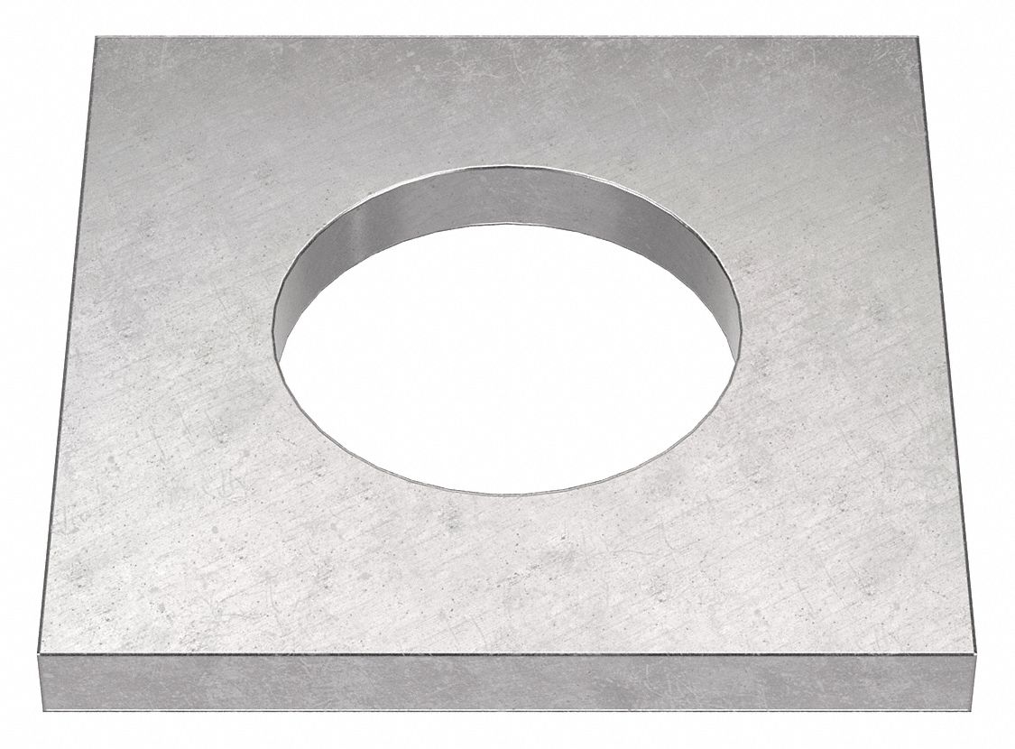 Square Washer: 18-8, Stainless Steel, 1 in Screw Sz, 1.063 in In Dia, 0.188 in Max Thick, 18-8