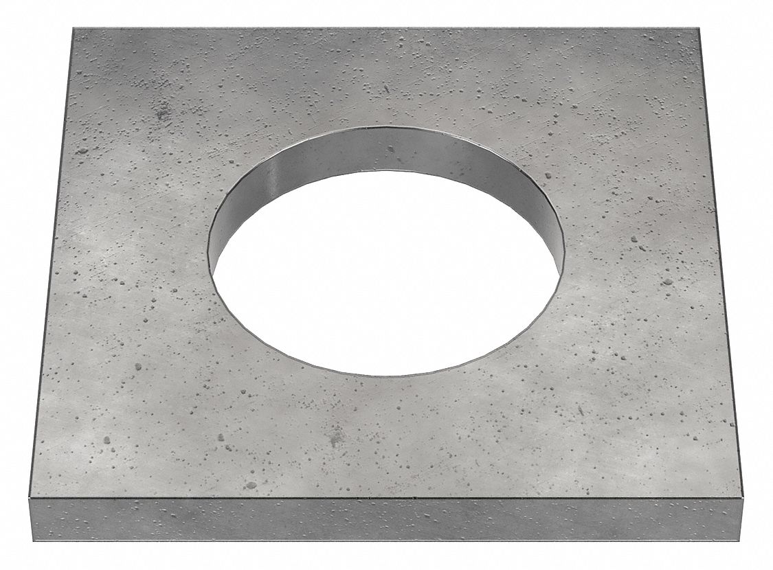 Square Washer: 18-8, Stainless Steel, 1 in Screw Sz, 1.063 in In Dia, 0.2 in Max Thick, 18-8