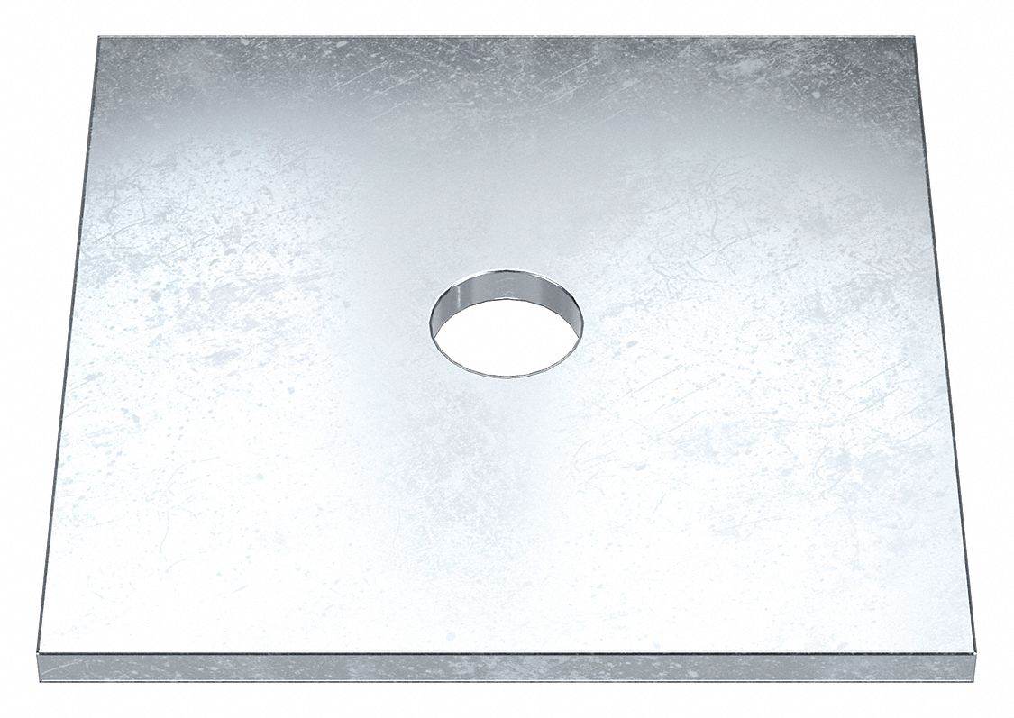 Square Washer: Case Hardened, Zinc Plated, Steel, 5/8 in Screw Sz, 0.688 in In Dia, 0.2 in Max Thick