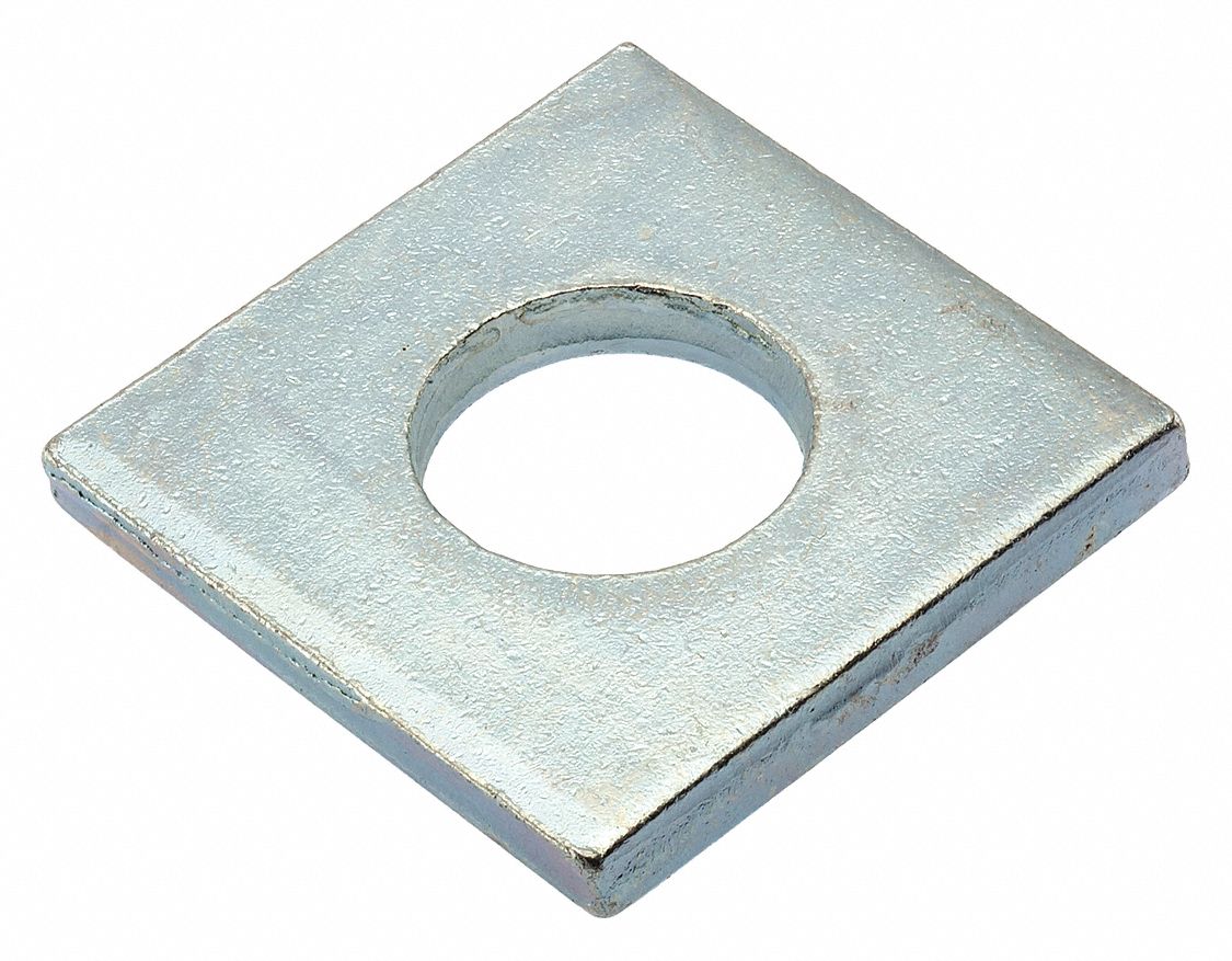 GRAINGER APPROVED Square Washer For Screw Size 7/8 in, Steel, Zinc Plated, 0.688 in In Dia, 2
