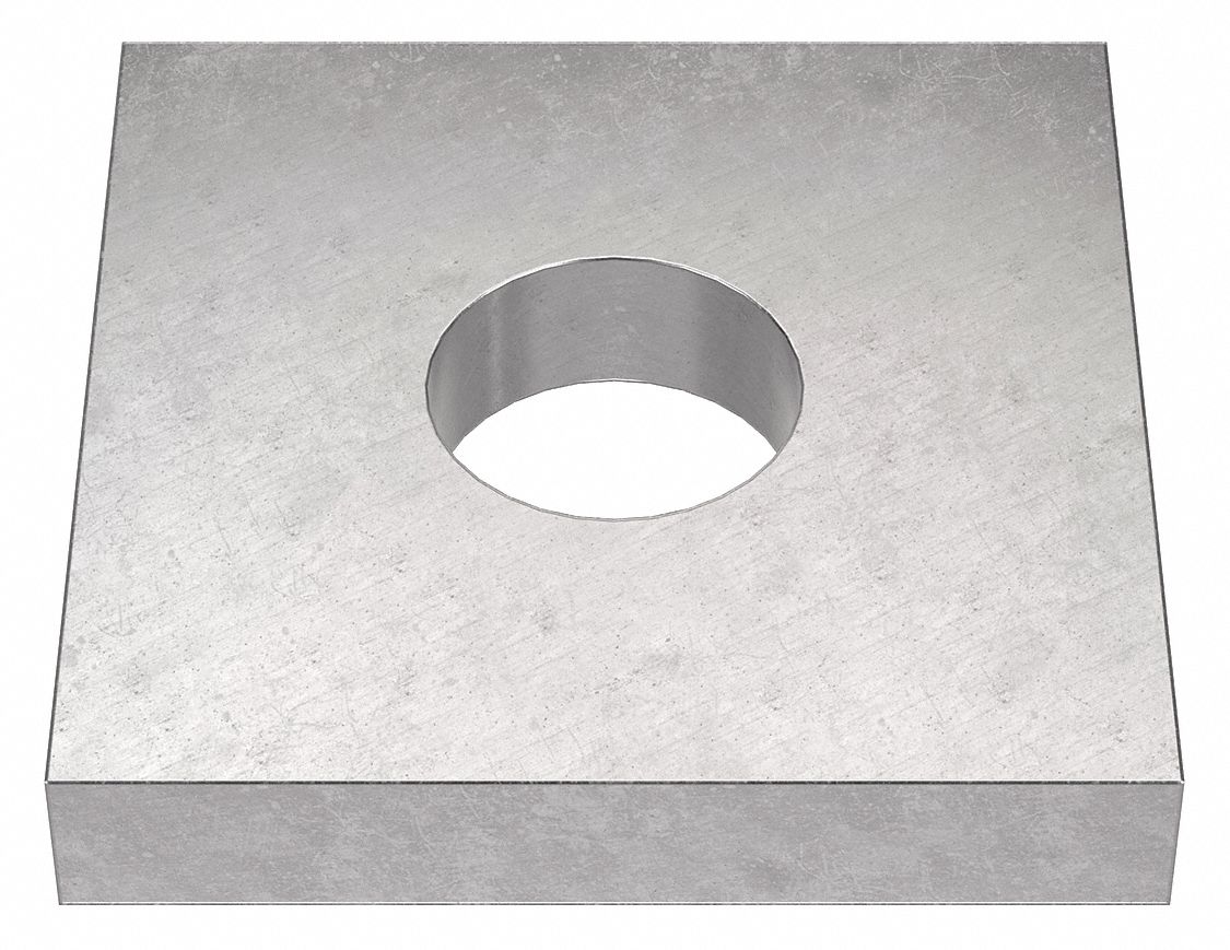 Square Washer: 18-8, Stainless Steel, 1 in Screw Sz, 1.063 in In Dia, 0.515 in Max Thick, 18-8