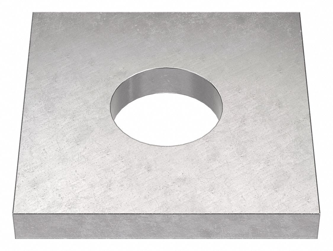 Square Washer: 18-8, Stainless Steel, 1 1/2 in Screw Sz, 1.563 in In Dia, 0.515 in Max Thick, 18-8