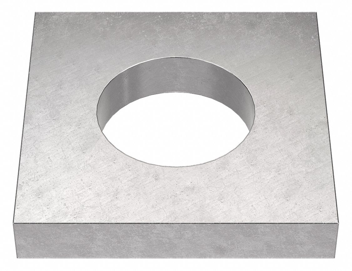 Square Washer: 18-8, Stainless Steel, 1 1/2 in Screw Sz, 1.563 in In Dia, 0.515 in Max Thick, 18-8