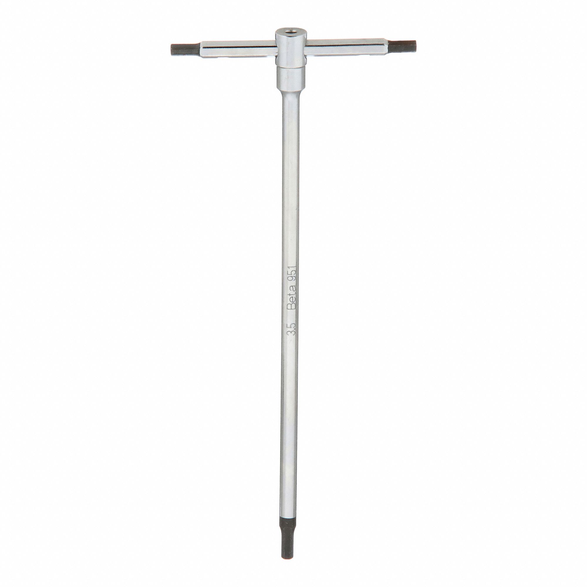 Hex Key: 0 Ball Ends, 3.5 mm Tip Size, Metric, Long, Alloy Steel, Satin, 7 in Long Arm Lg, T