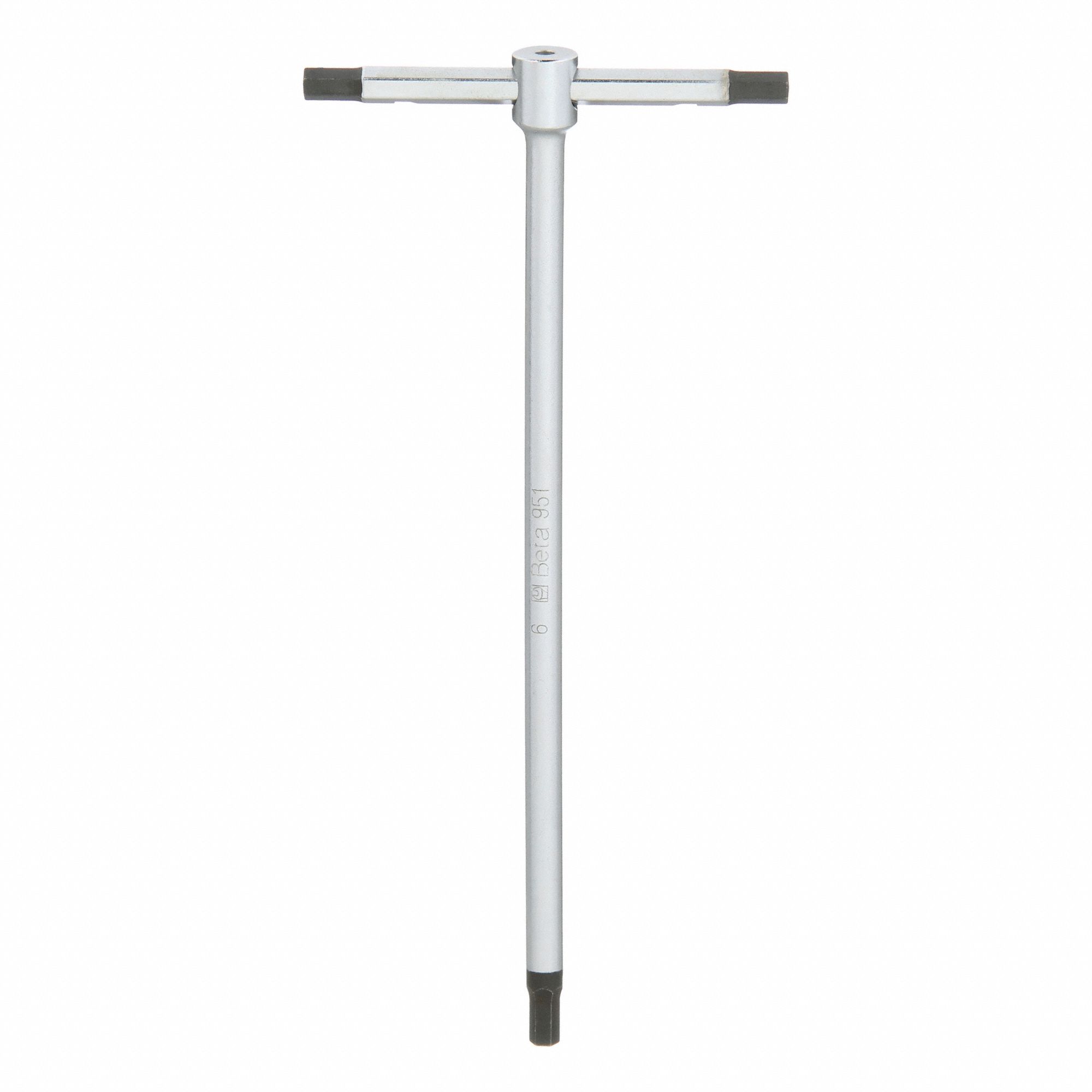 Hex Key: 0 Ball Ends, 6 mm Tip Size, Metric, Long, Alloy Steel, Satin, 8 1/2 in Long Arm Lg, T