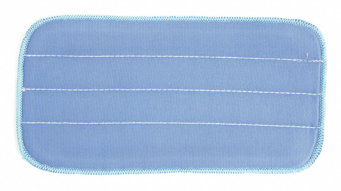 Mop Pad: Microfiber, Hook-and-Loop Connection, 11 in Wd, 5 in Dp, Blue, Launderable, 12 PK