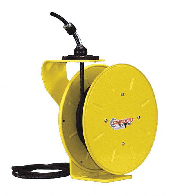 Extension Cord Reel: Grounding Plug, NEMA 5-20P, Flying Lead, Flying Lead, Yellow