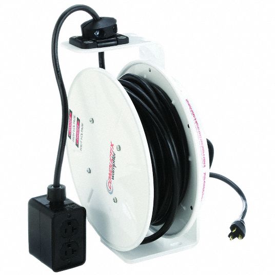 CONDUCTIX-WAMPFLER Extension Cord Reel: Grounding Plug, NEMA 5-20P, Quad  Box Receptacle, NEMA 5-20R