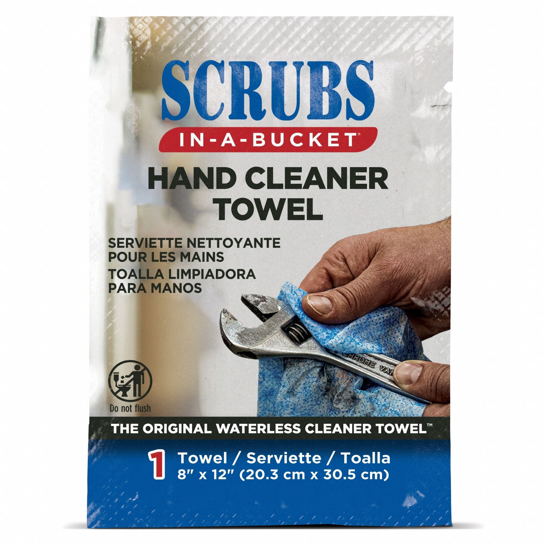 Hand Cleaning Towels: Packet, 100 Wipes per Container, Aloe/Vitamin E, Citrus, Blue/White