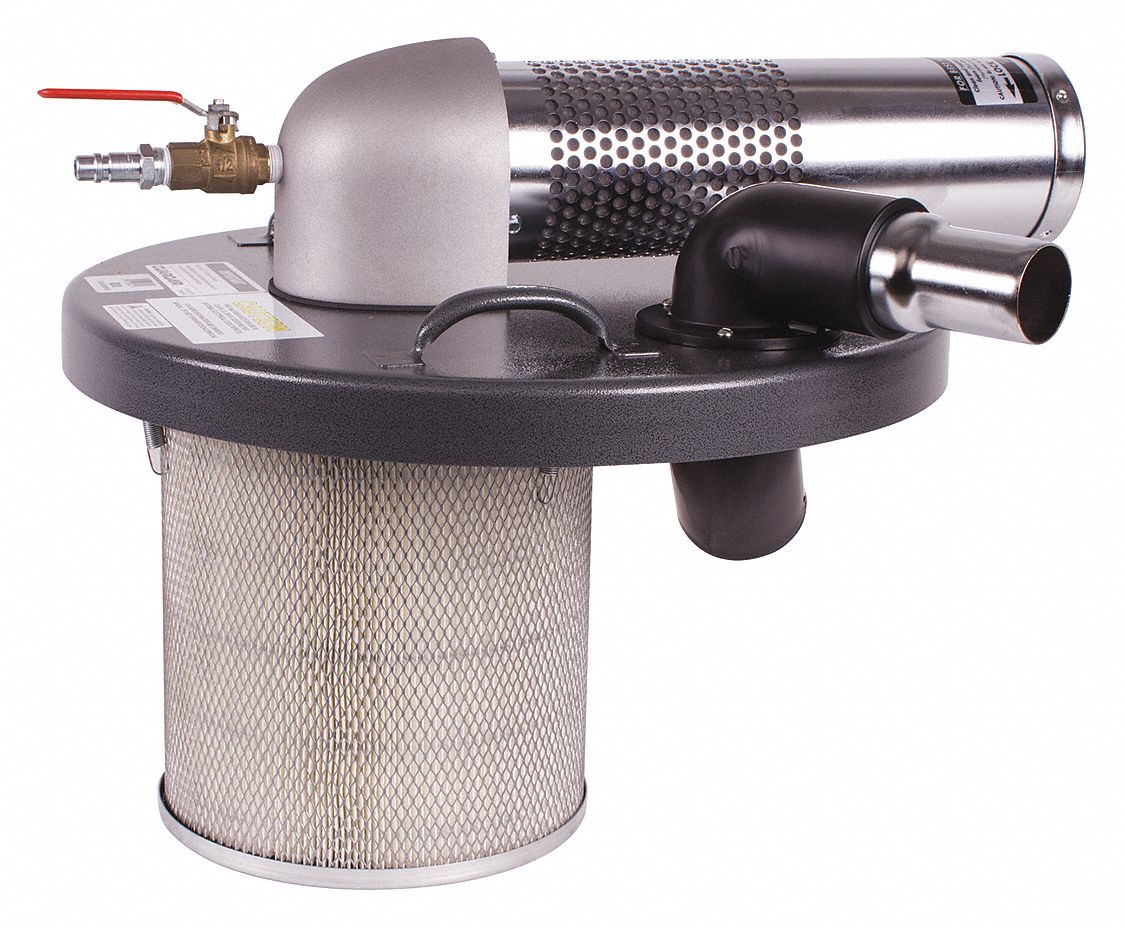 S VACUUM GENERATING HEAD, FOR 20 GAL CANISTER, WITH EXHAUST SILENCER/SHUTOFF VALVE