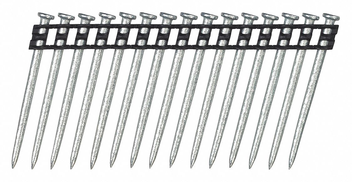 CONCRETE NAILS, 2 ¼ IN IN L, FLAT, SMOOTH, 2¼ IN OVERALL L, 500 PK