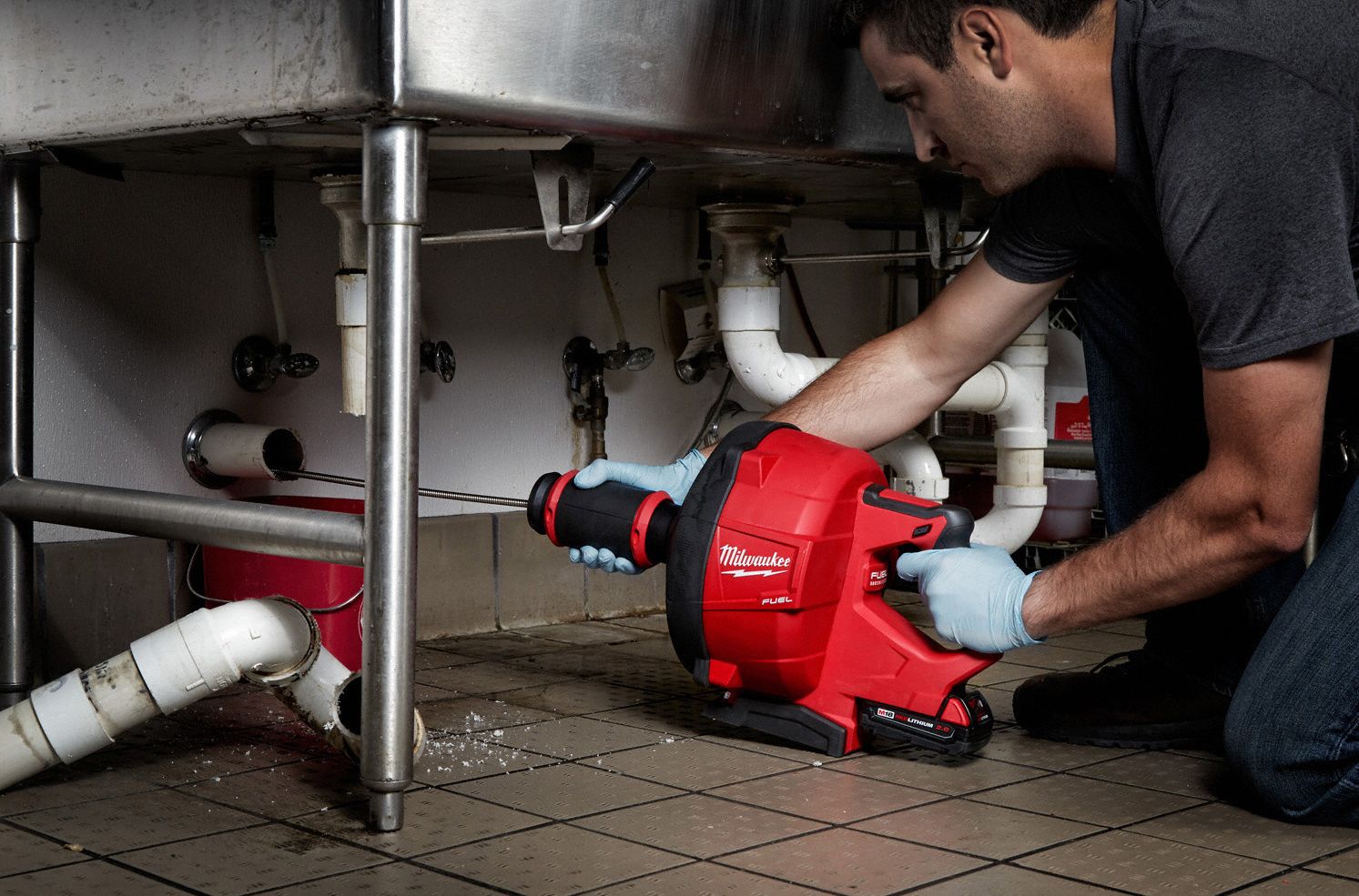 MILWAUKEE Drain Gun Kit, 18.0V, 50 ft. Max. Run 422W062772A21 Grainger