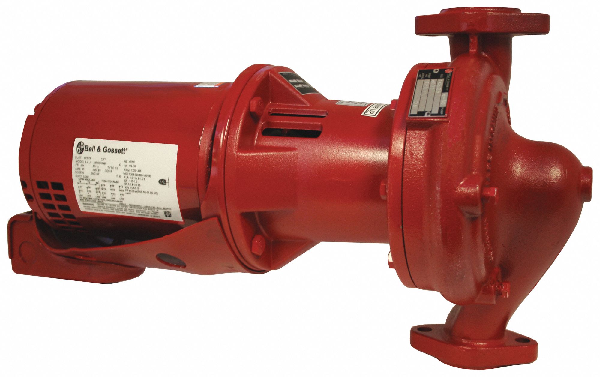 Hydronic Circulating Pump 3-Piece, Bell & Gossett, Flanged, 1/2 HP, 24 ft  Max. Head, 115/208-240V AC