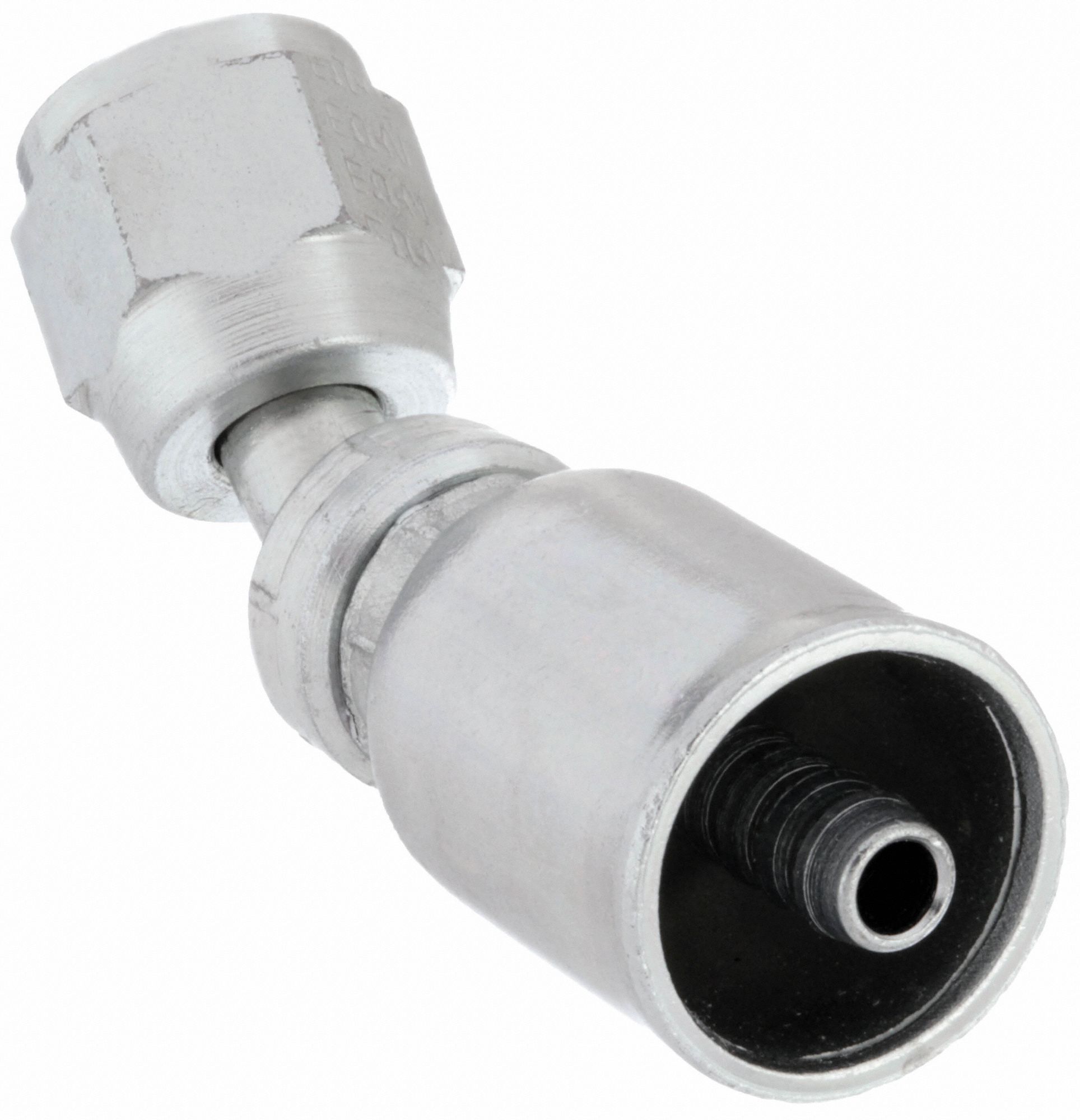 Hydraulic Crimp Fitting: Steel x Steel, 45° Elbow, -4 For Hose Dash Size, JIC x Crimp
