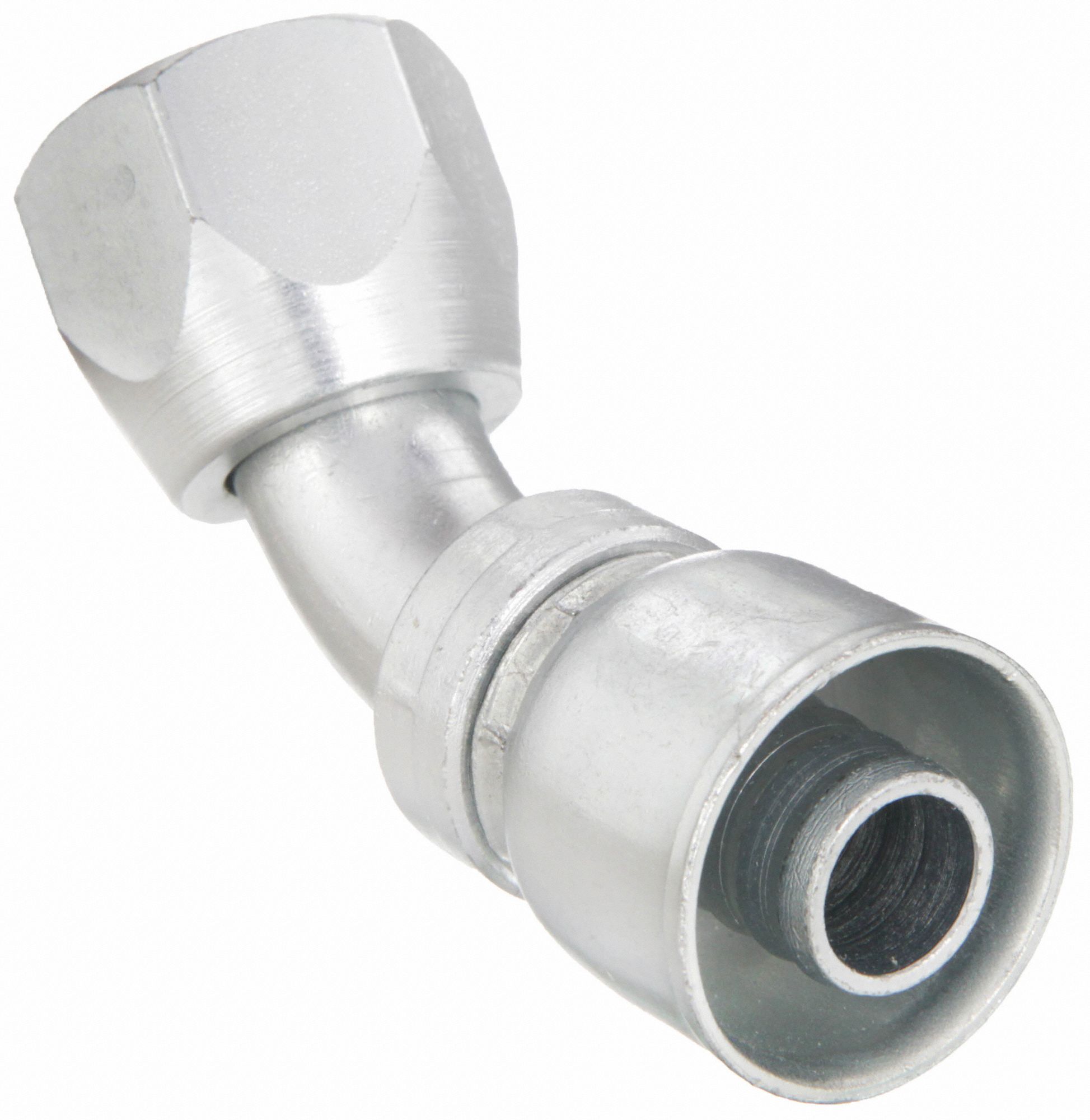Hydraulic Crimp Fitting: Steel x Steel, 45° Elbow, -12 For Hose Dash Size, JIC x Crimp