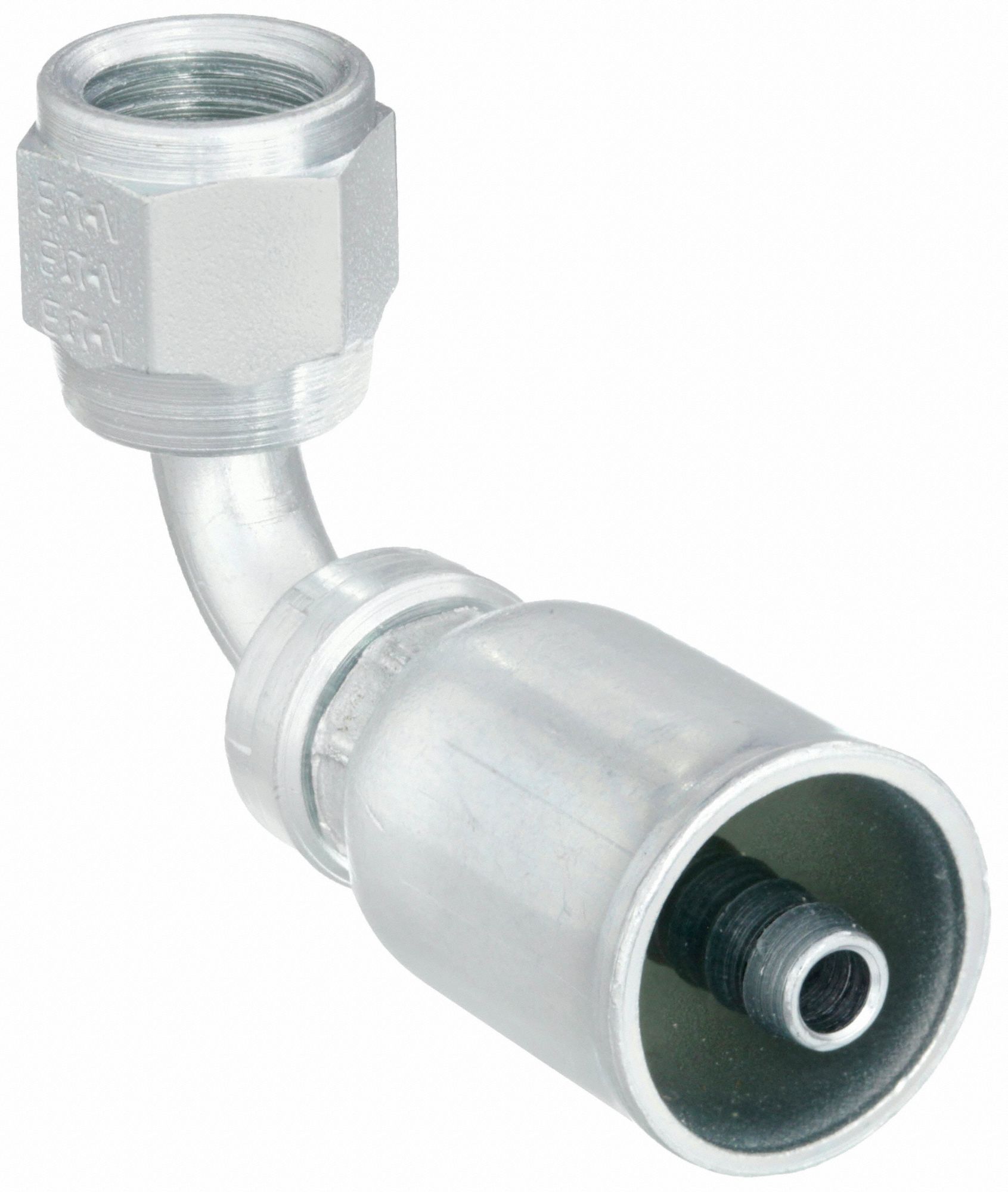 Hydraulic Crimp Fitting: Steel x Steel, 90° Elbow, -4 For Hose Dash Size, JIC x Crimp