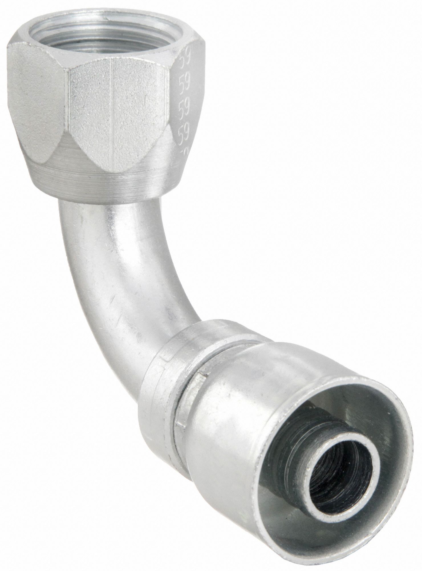 Hydraulic Crimp Fitting: Steel x Steel, 90° Elbow, -12 For Hose Dash Size, JIC x Crimp
