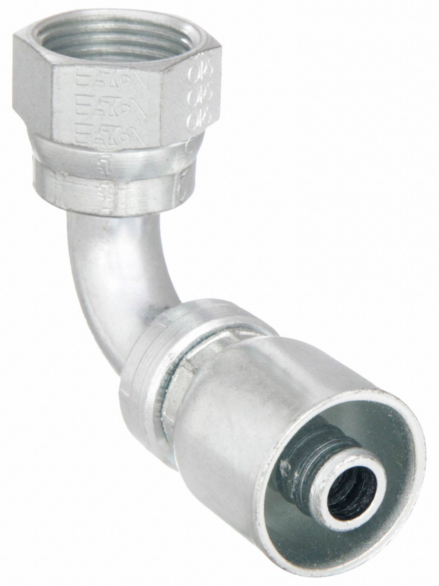 Hydraulic Crimp Fitting: Steel x Steel, 90° Elbow, -8 For Hose Dash Size, ORS x Crimp