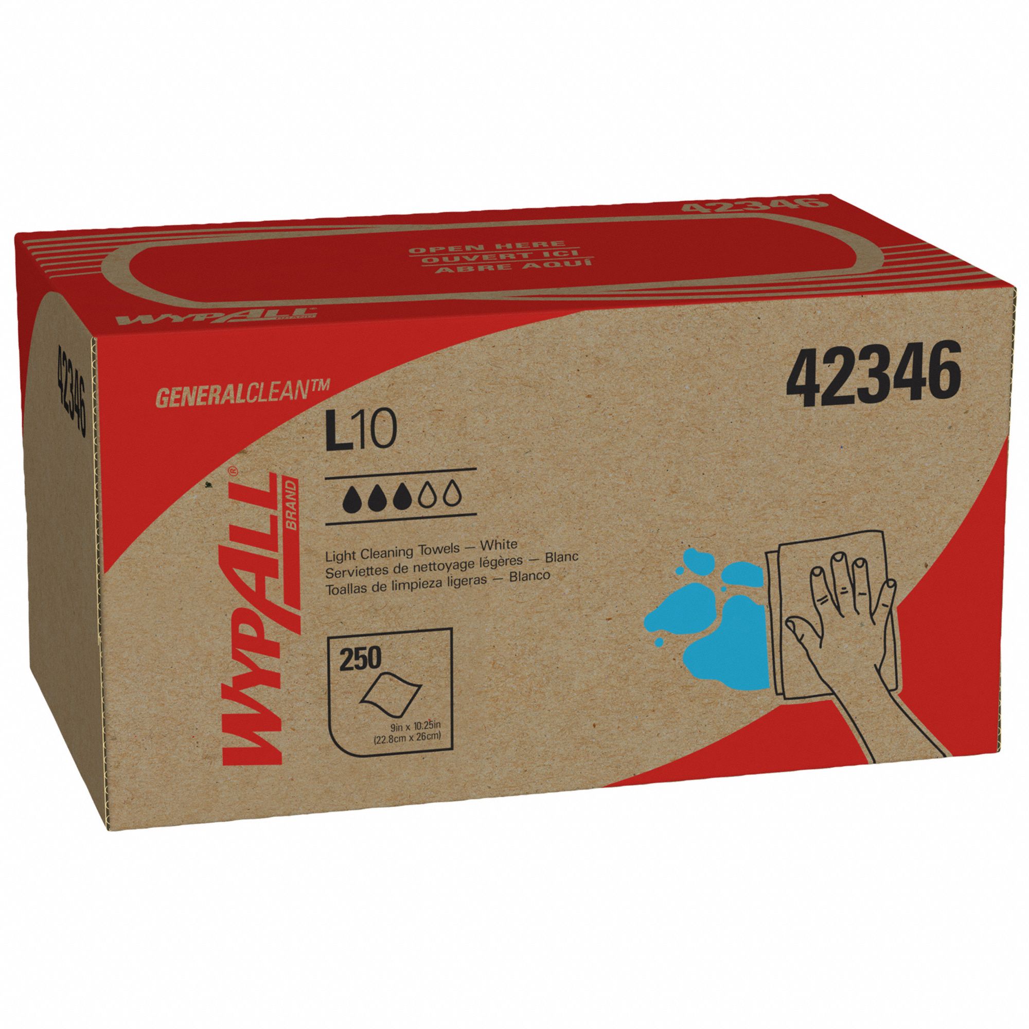 Dry Wipe: Dispenser Box, Light Absorbency, Fair Wet Strength, 24 PK